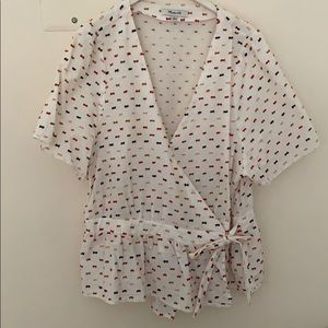 Madewell Swiss dot wrap blouse XL